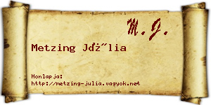 Metzing Júlia névjegykártya